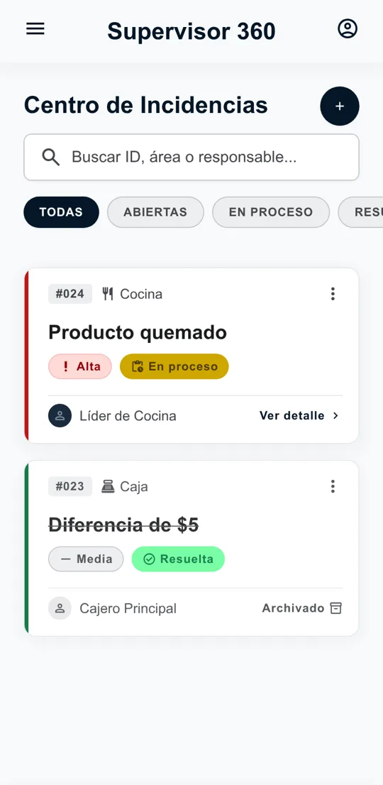 Centro de incidencias de Supervisor 360
